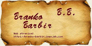 Branko Barbir vizit kartica